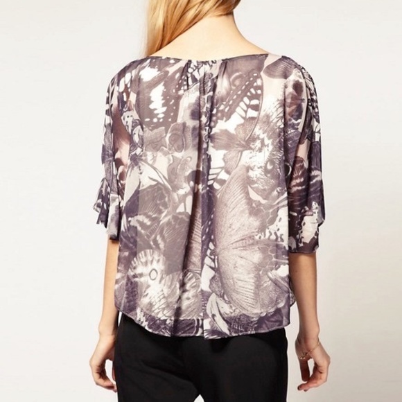 🦋 Ted Baker London, Capra Butterfly Batwing Ruffled Blouse - Picture 4 of 16